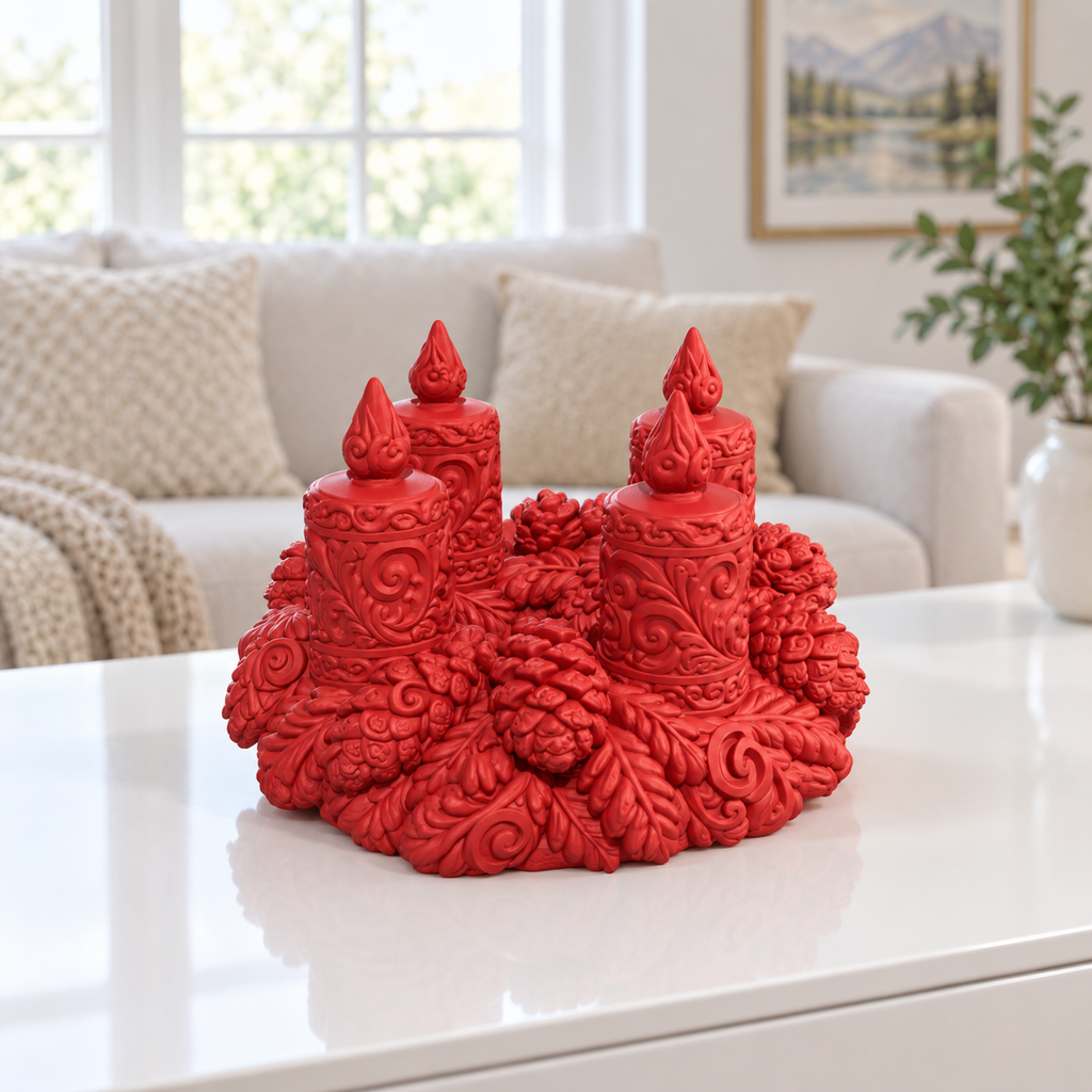 Adventskranz Ornament - Rot gedruckt Wohnzimmer