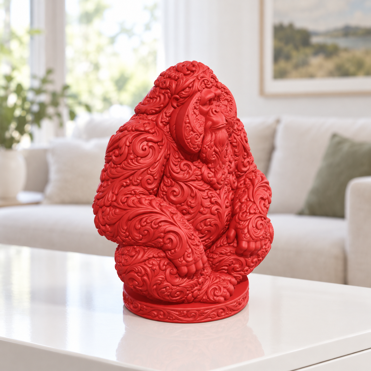 Orang-Utan Ornament - Rot gedruckt Wohnzimmer