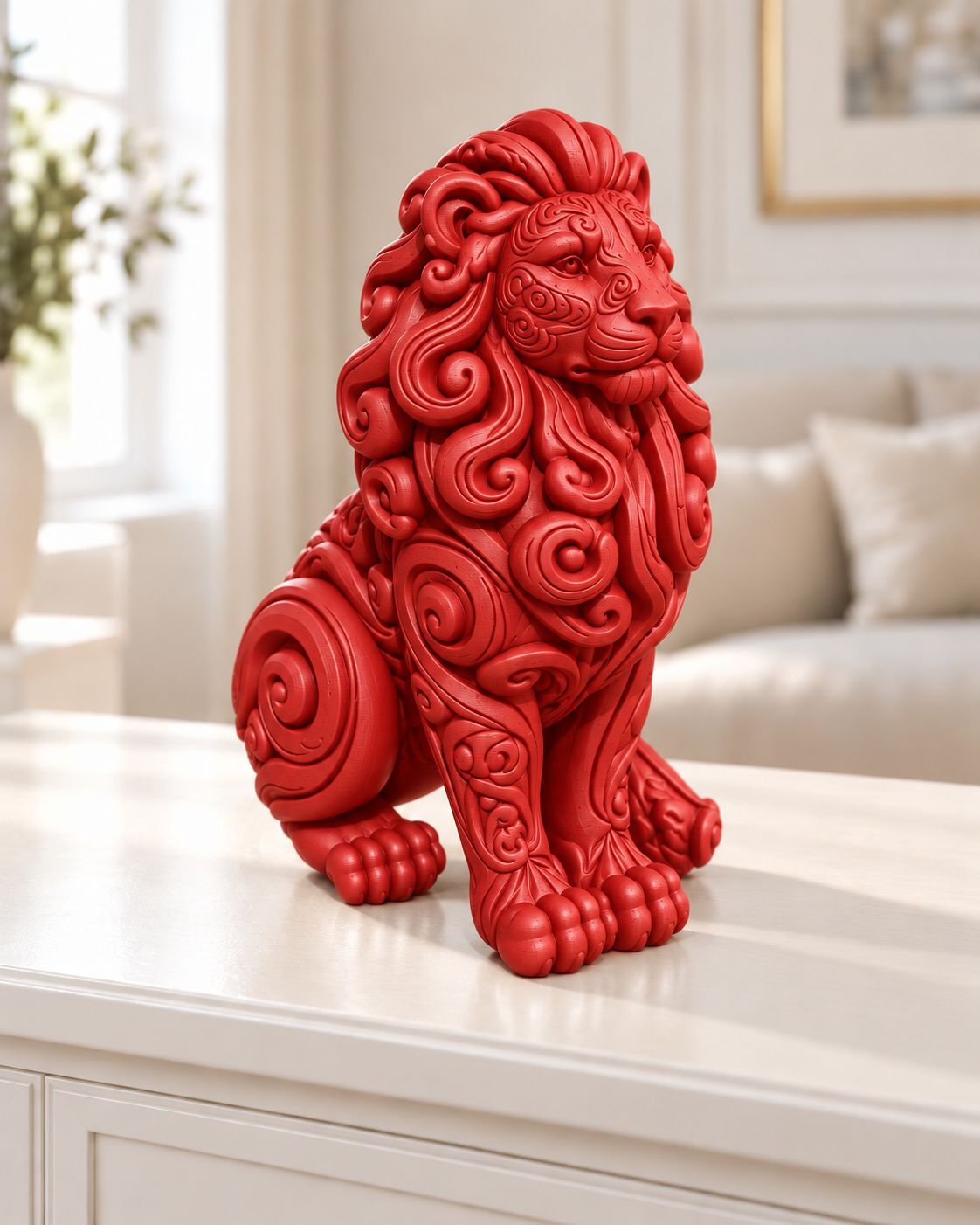 Löwe Ornament - Rot gedruckt Wohnzimmer