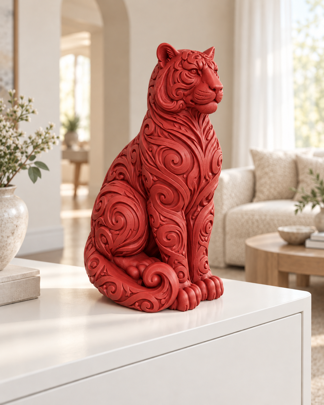 Tiger Ornament - Rot gedruckt Wohnzimmer