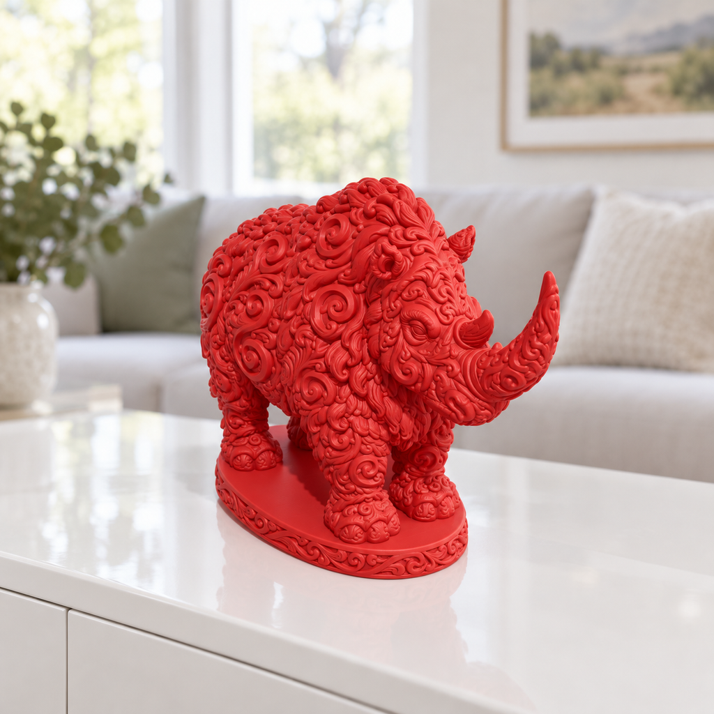 Wollnashorn Ornament - Rot gedruckt Wohnzimmer