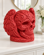 Totenkopf Flügel Ornament - Rot gedruckt Wohnzimmer