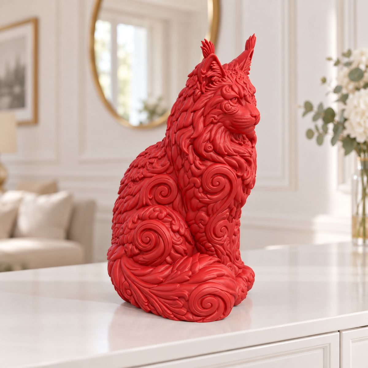 Maine Coon Ornament - Rot gedruckt Wohnzimmer