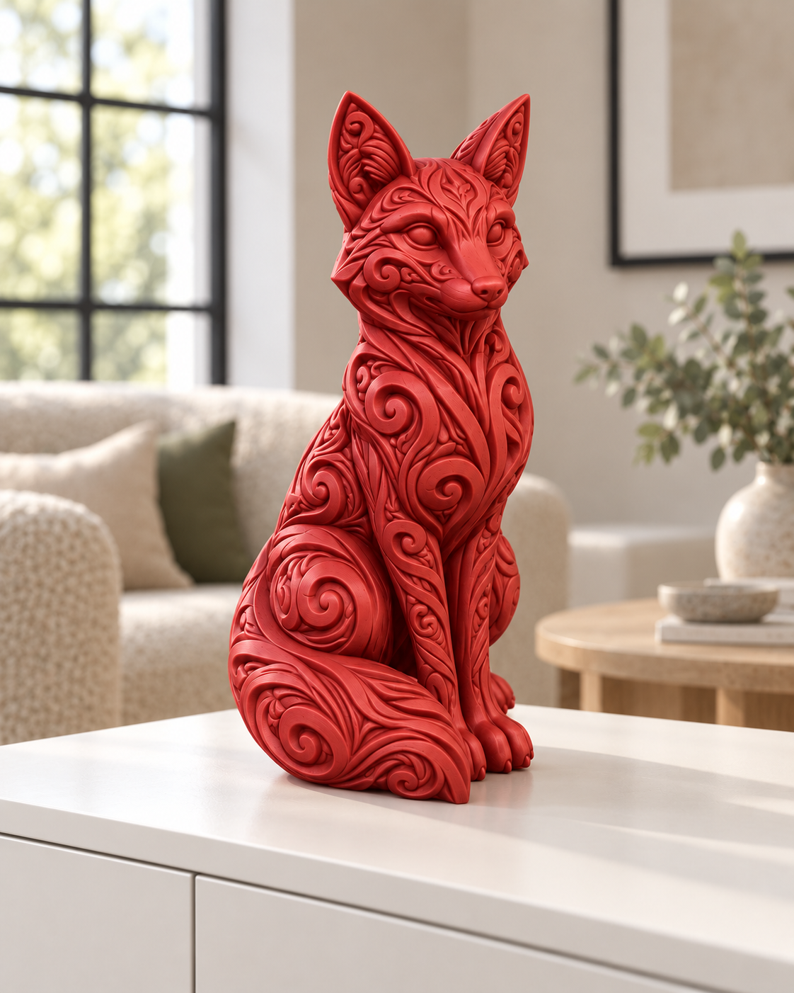 Fuchs Ornament - Rot gedruckt Wohnzimmer