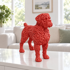 Boxer stehend Ornament - Rot gedruckt Wohnzimmer