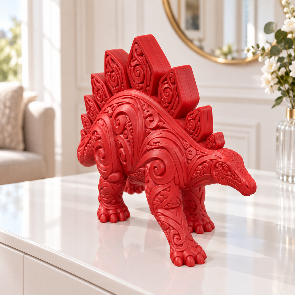 Stegosaurus Ornament - Rot gedruckt Wohnzimmer