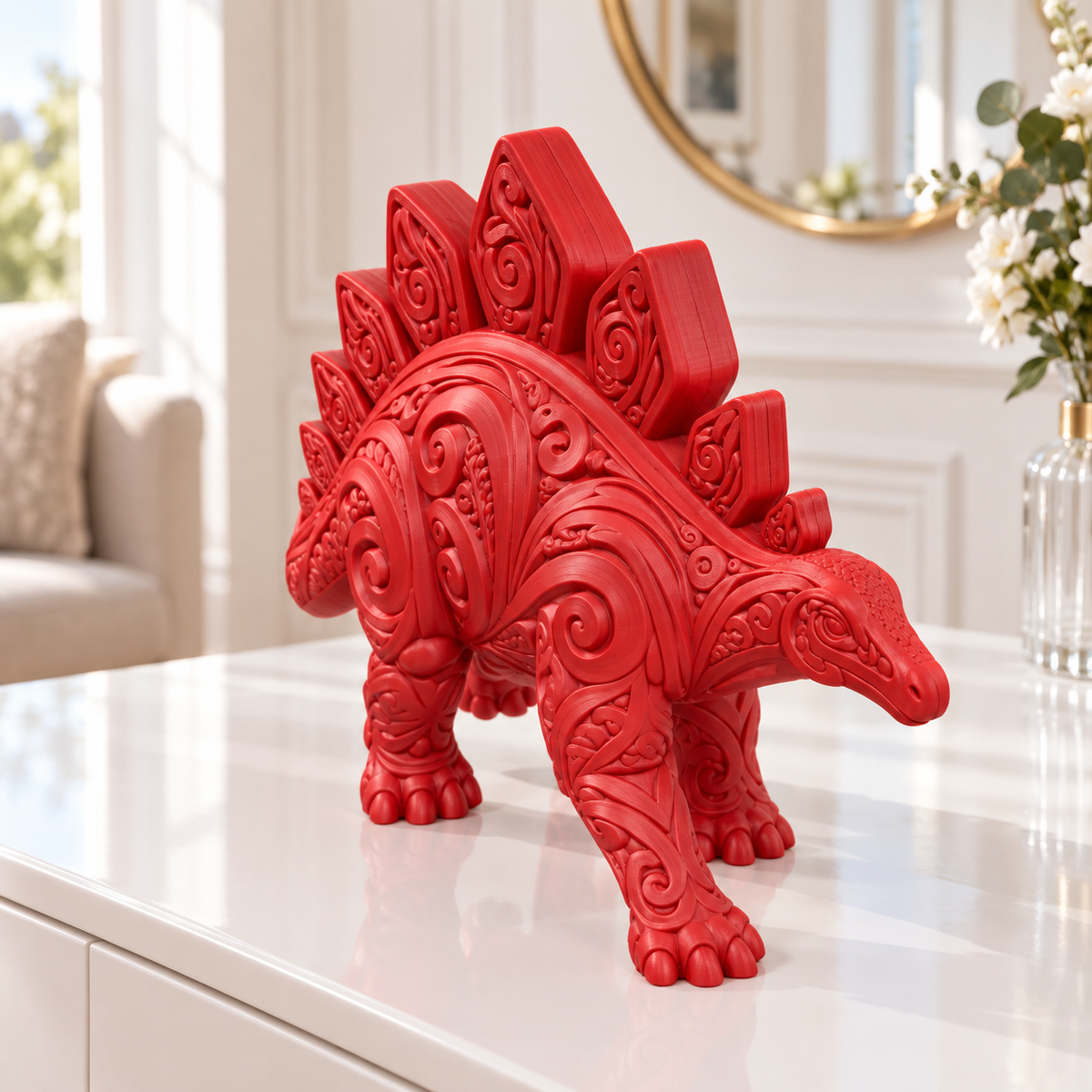 Stegosaurus Ornament - Rot gedruckt Wohnzimmer