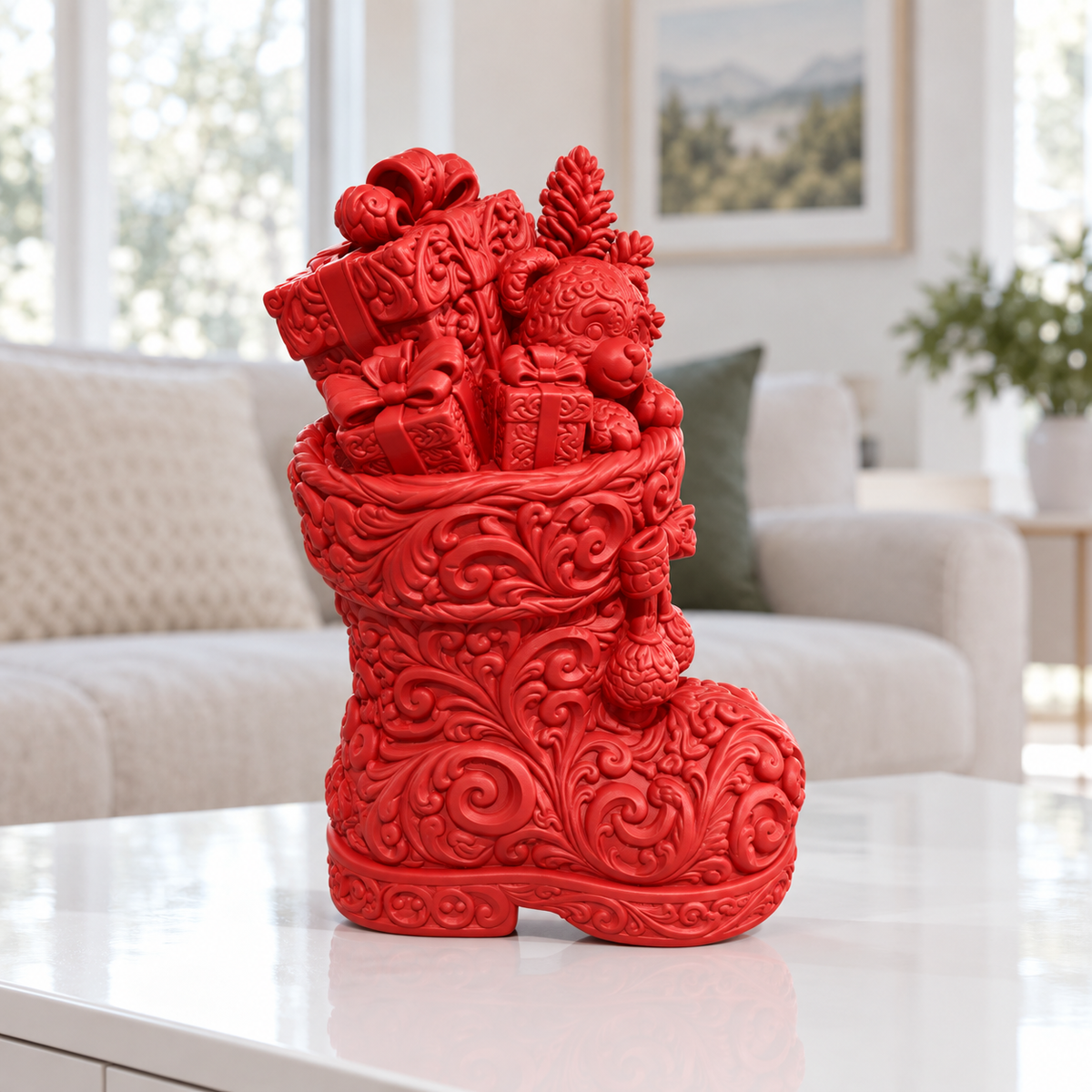Nikolausstiefel Ornament - Rot gedruckt Wohnzimmer