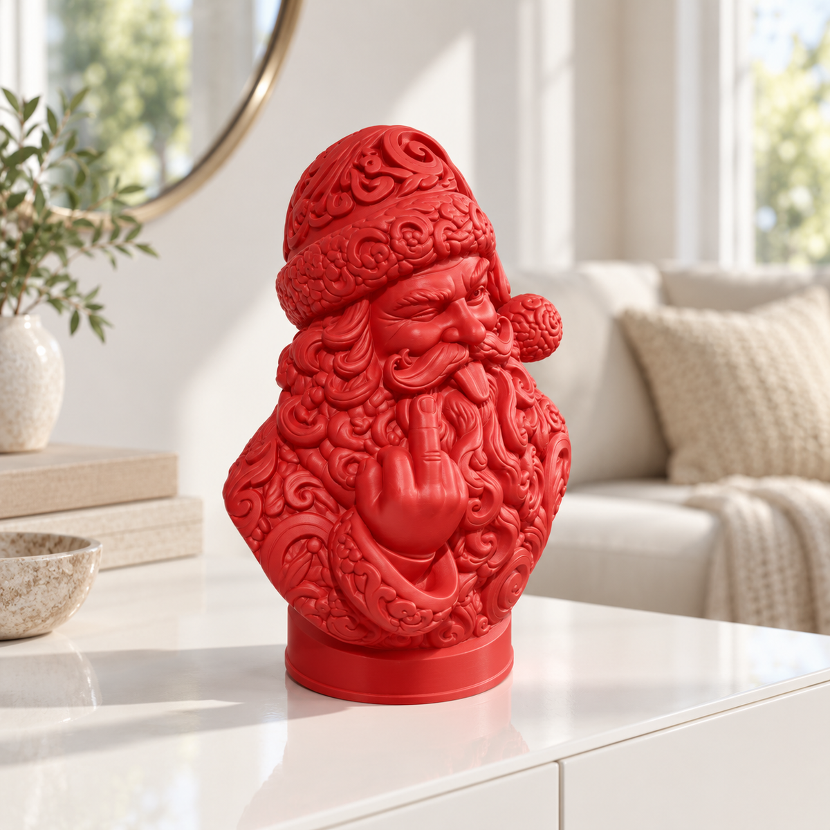 Freche Santa Büste Ornament - Rot gedruckt Wohnzimmer