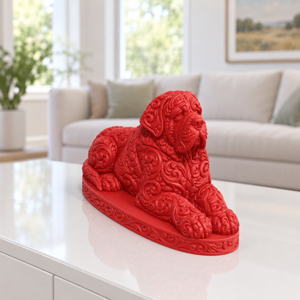Mastiff liegend Ornament - Rot gedruckt Wohnzimmer