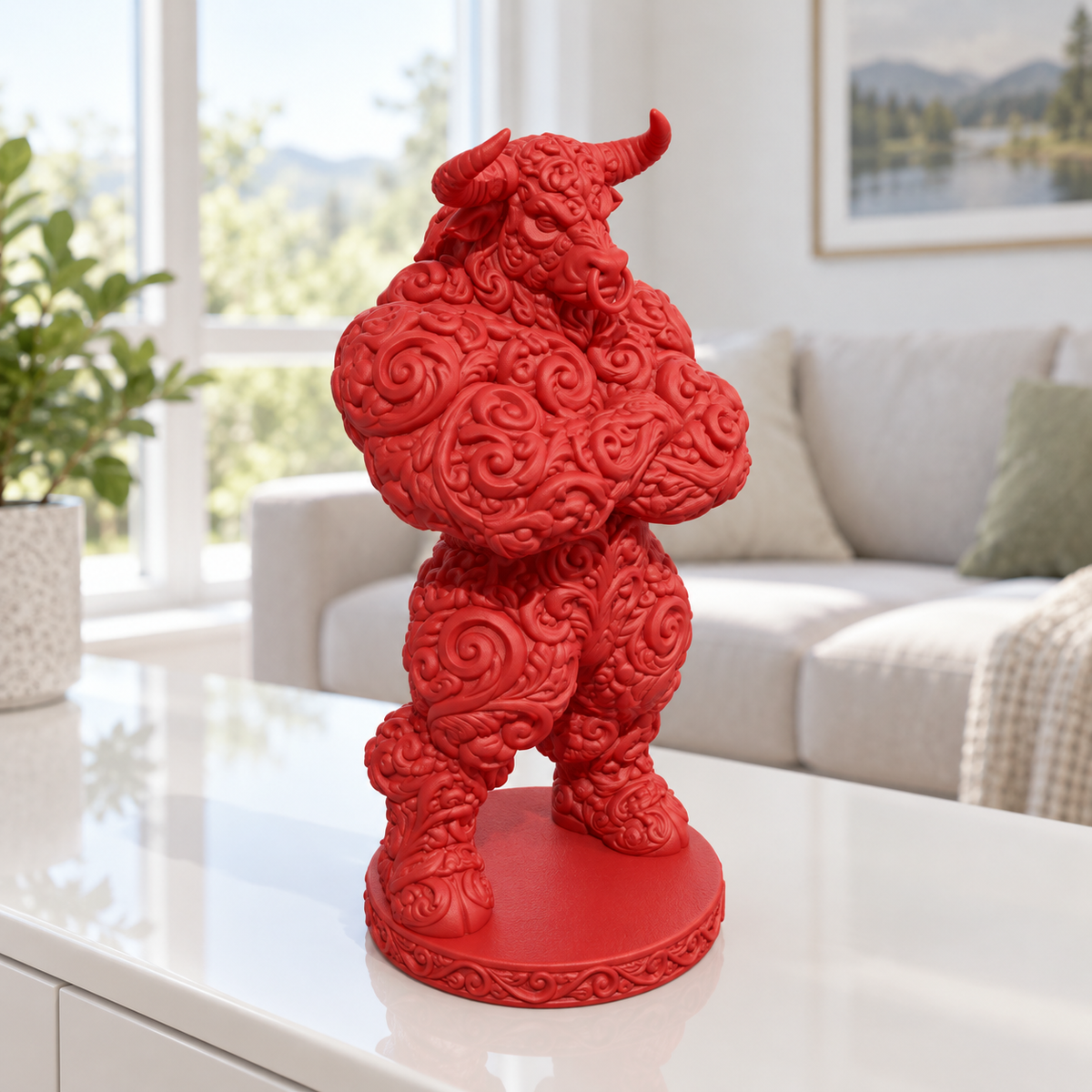 Minotaurus Ornament - Rot gedruckt Wohnzimmer