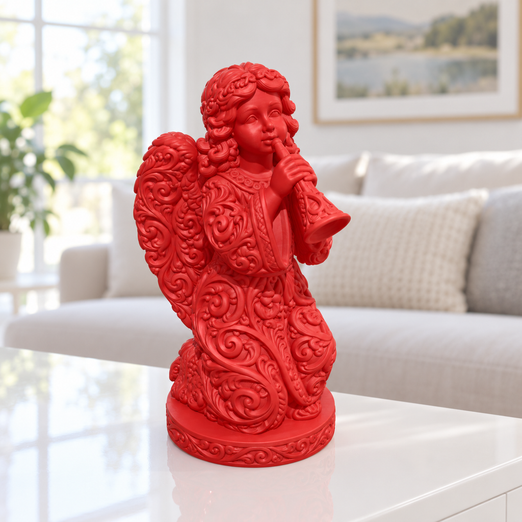 Engel mit Posaune Ornament - Rot gedruckt Wohnzimmer