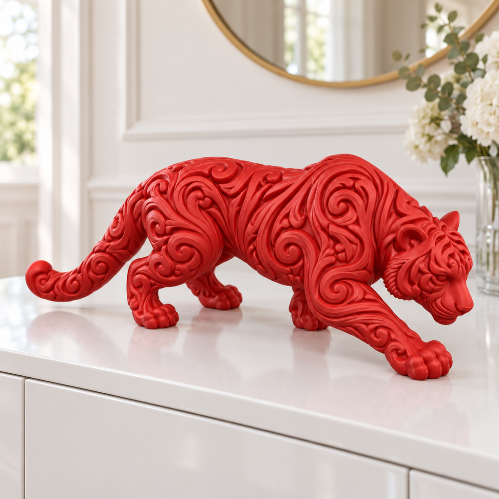 Schleichender Tiger Ornament - Rot gedruckt Wohnzimmer