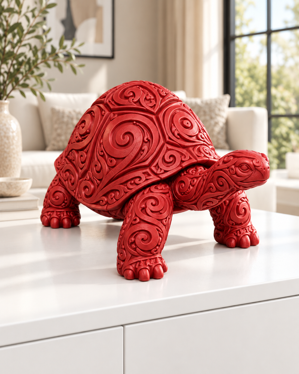 Schildkröte Ornament - Rot gedruckt Wohnzimmer