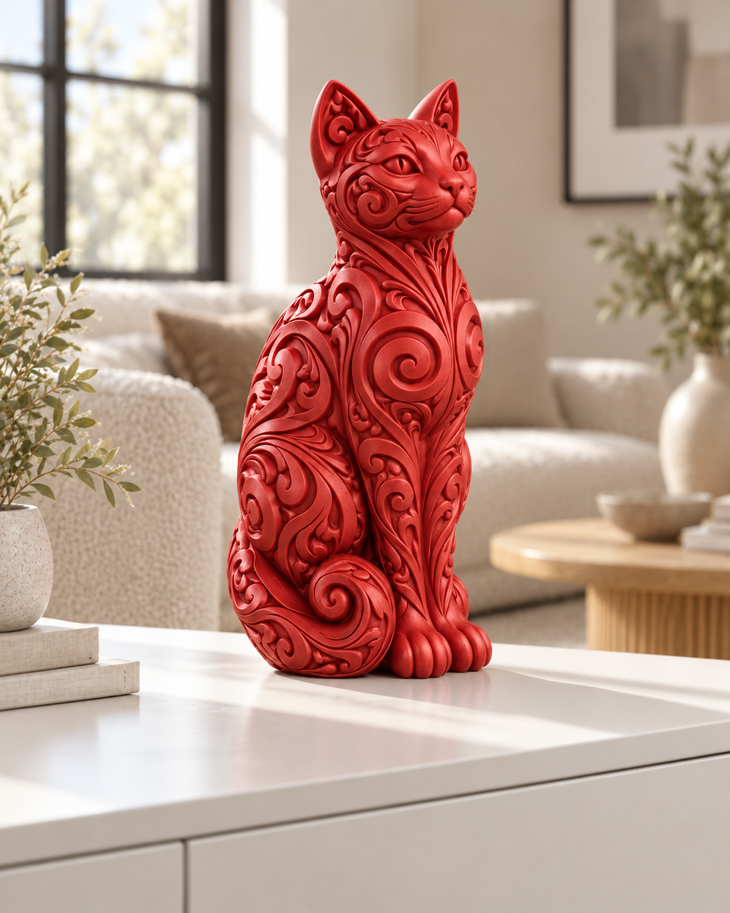 Katze Ornament - Rot gedruckt Wohnzimmer
