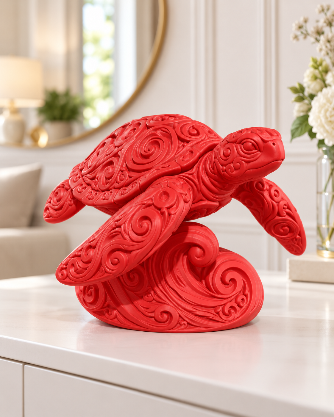 Meeresschildkröte Ornament - Rot gedruckt Wohnzimmer