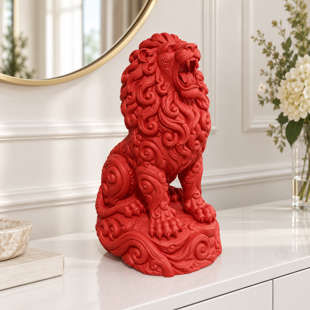 Brüllender Löwe Ornament - Rot gedruckt Wohnzimmer