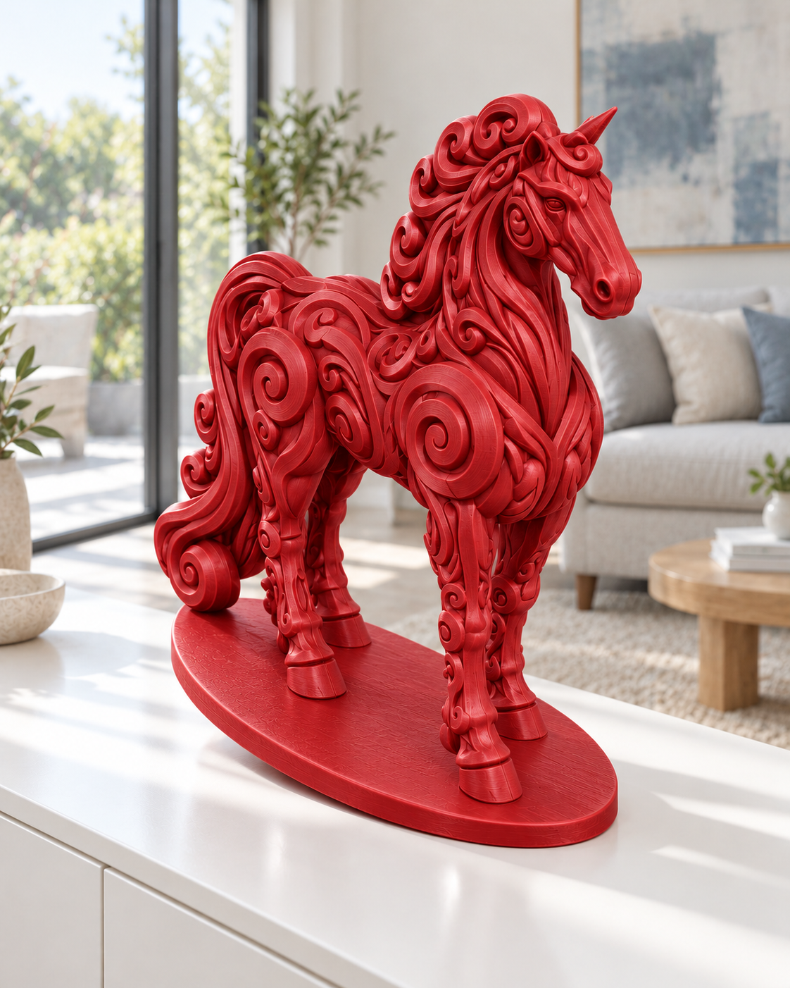 Pferd Ornament - Rot gedruckt Wohnzimmer