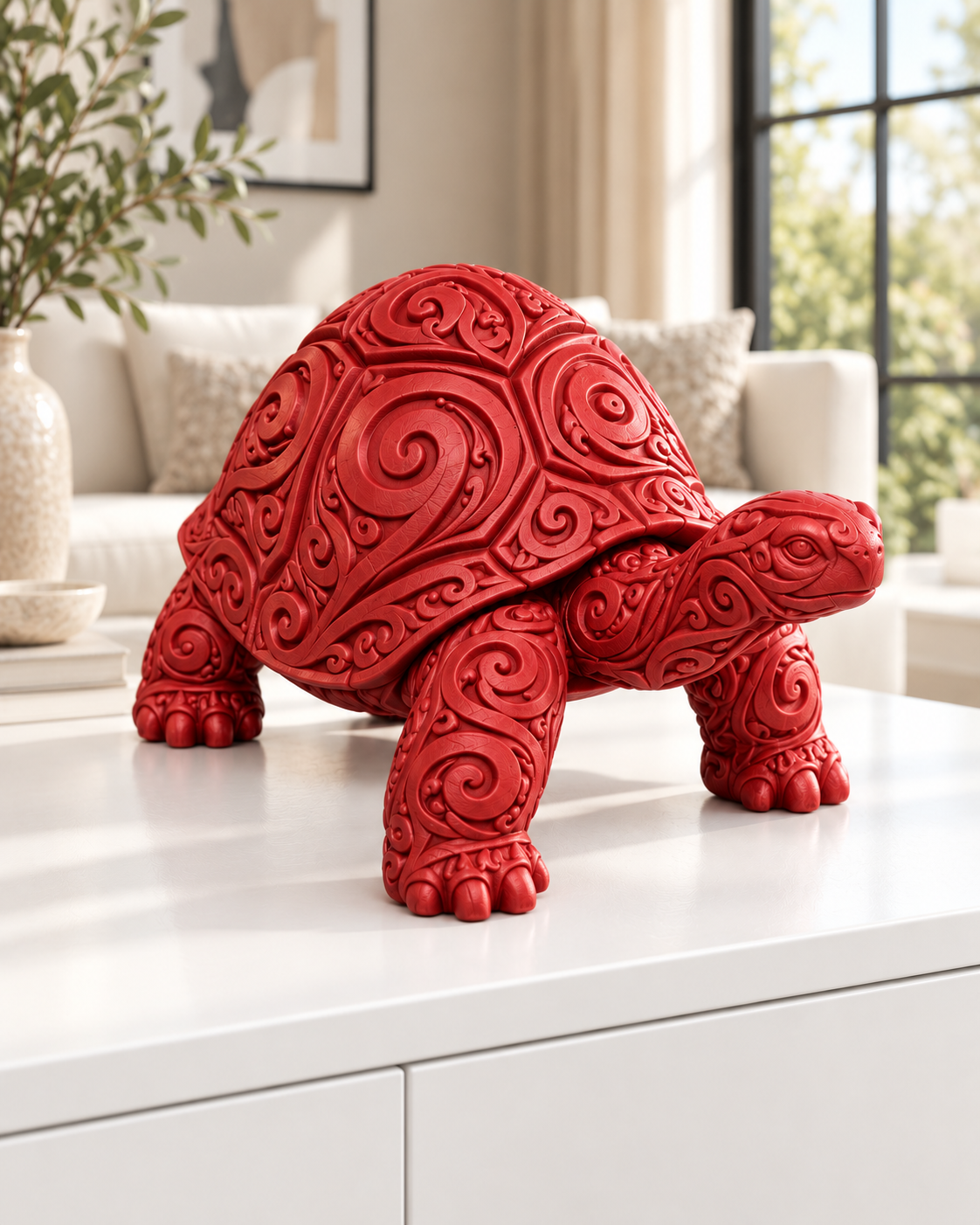 Schildkröte Ornament - Rot gedruckt Wohnzimmer