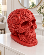 Totenkopf Ornament - Rot gedruckt Wohnzimmer