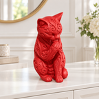 Katze beim Putzen Ornament - Rot gedruckt Wohnzimmer