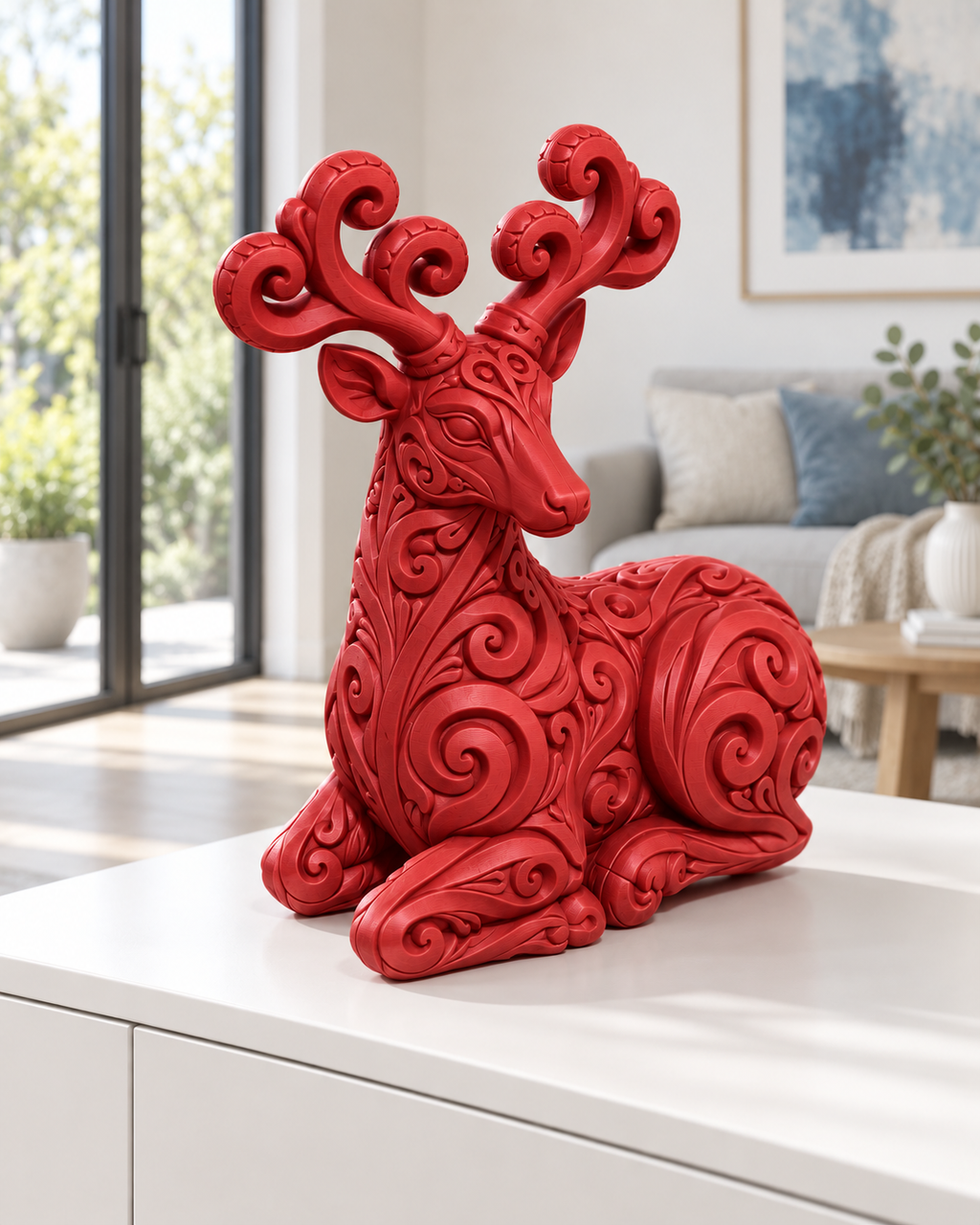 Hirsch Ornament - Rot gedruckt Wohnzimmer