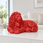 Löwe mit Jungem Ornament - Rot gedruckt Wohnzimmer
