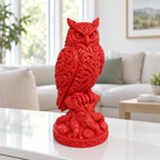 Uhu auf Baumstumpf Ornament - Rot gedruckt Wohnzimmer