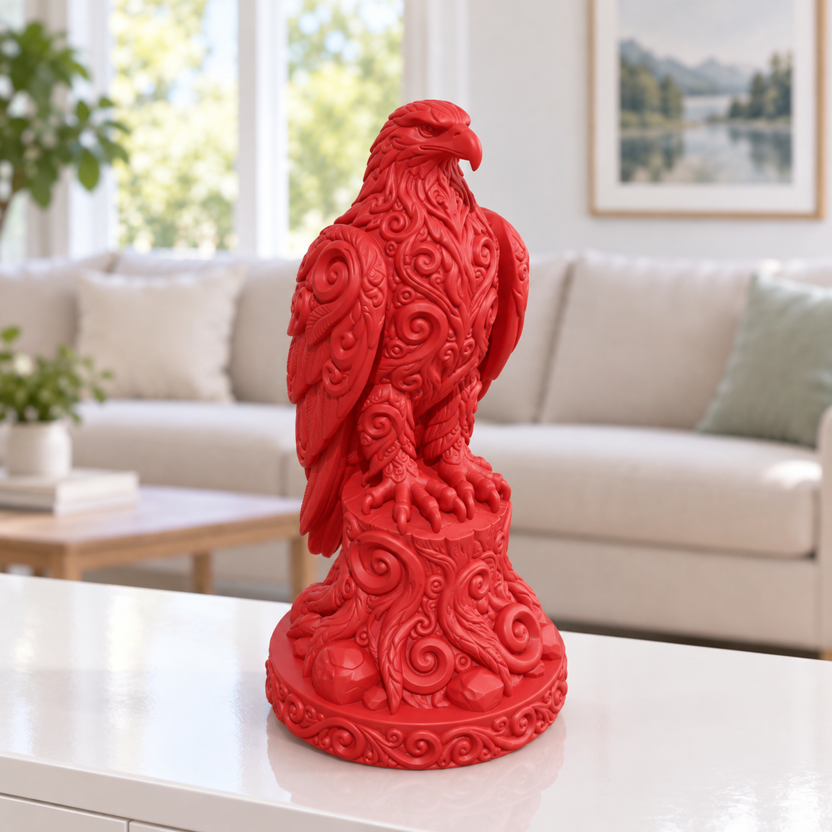 Steinadler auf Stamm Ornament - Rot gedruckt Wohnzimmer