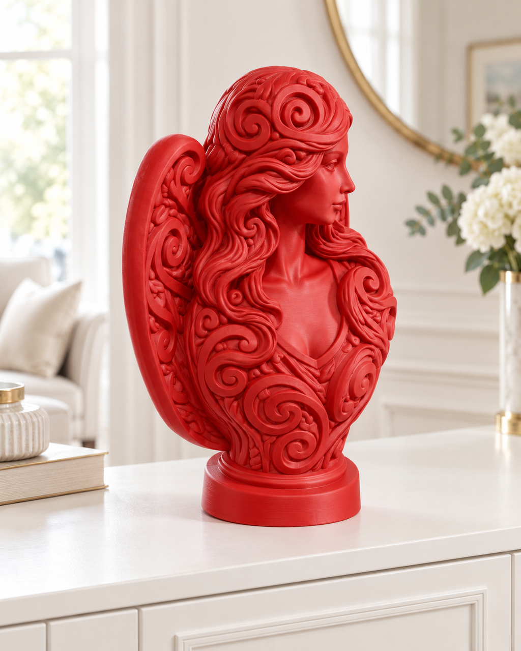 Engelbüste Ornament - Rot gedruckt Wohnzimmer