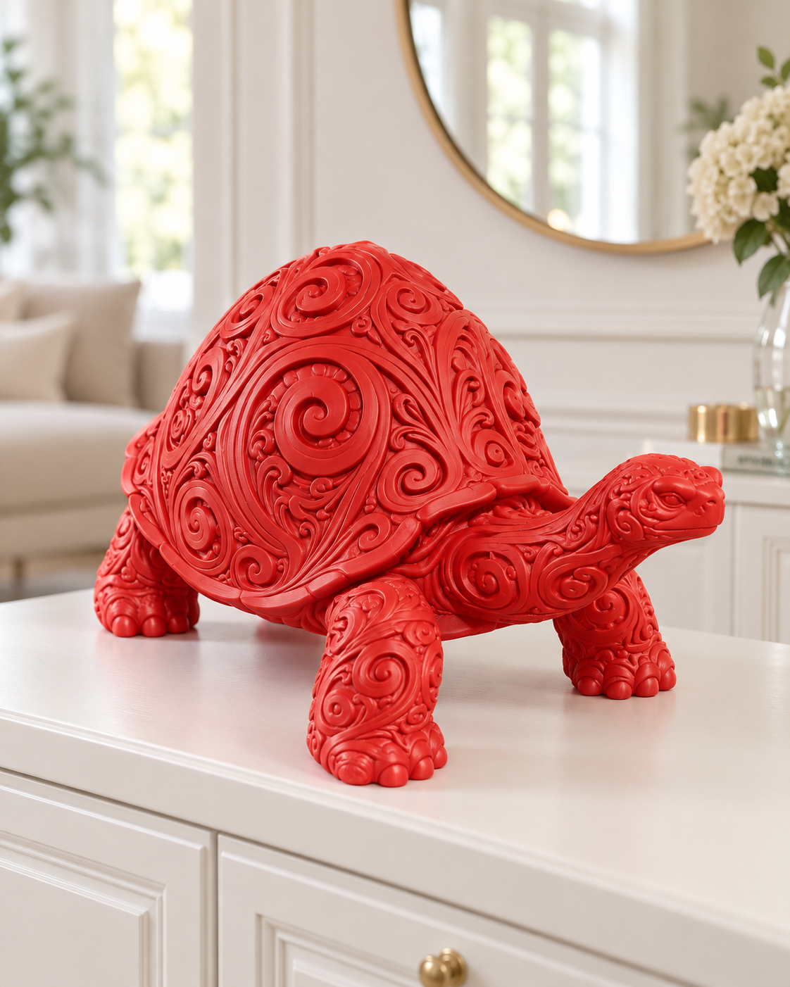 Riesenschildkröte Ornament - Rot gedruckt Wohnzimmer