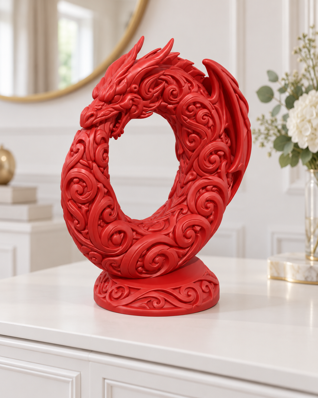 Ouroboros-Drache Ornament - Rot gedruckt Wohnzimmer