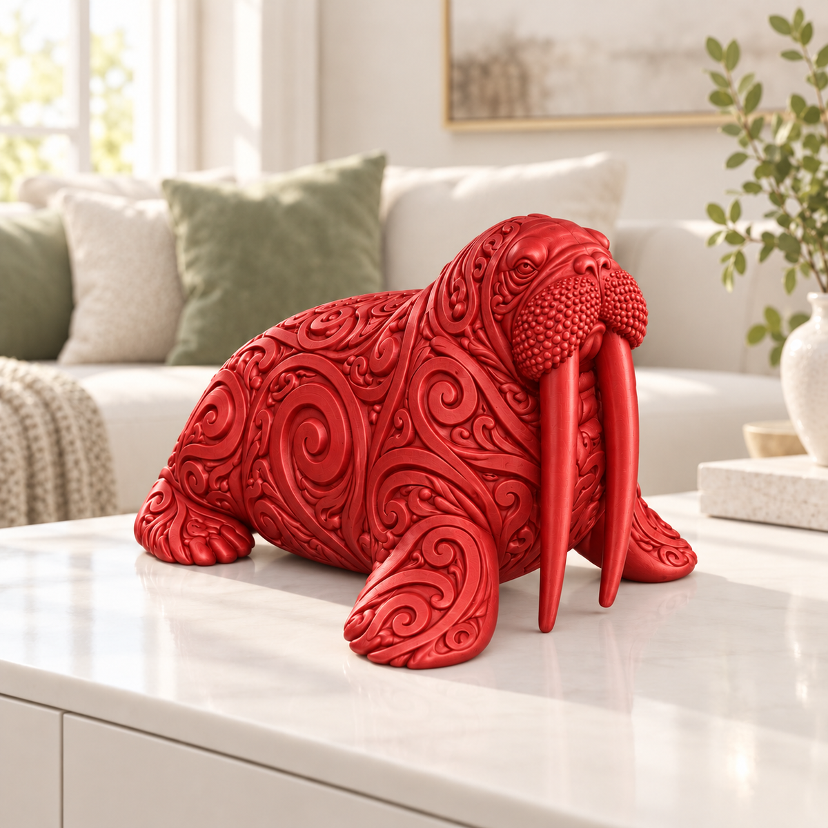 Walross Ornament - Rot gedruckt Wohnzimmer