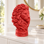 Löwenbüste Ornament - Rot gedruckt Wohnzimmer