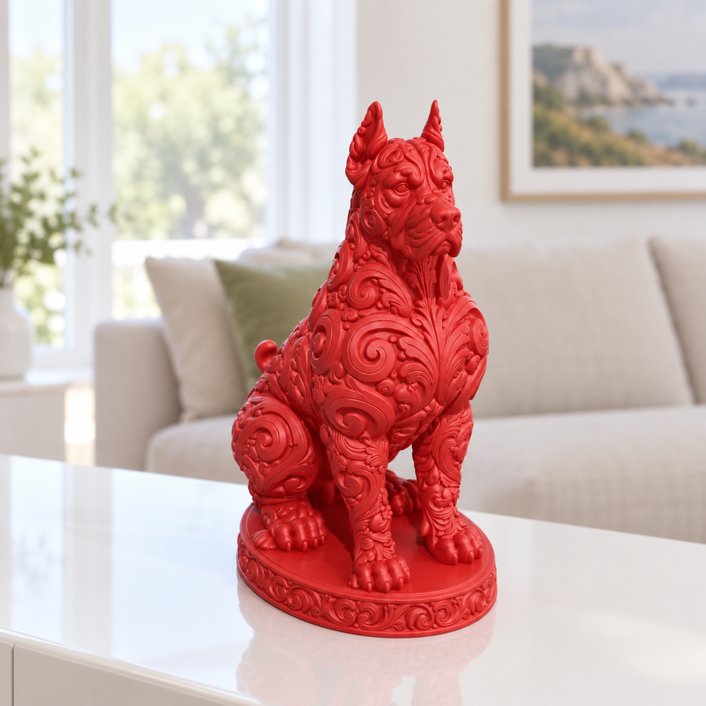 Dobermann sitzend Ornament - Rot gedruckt Wohnzimmer