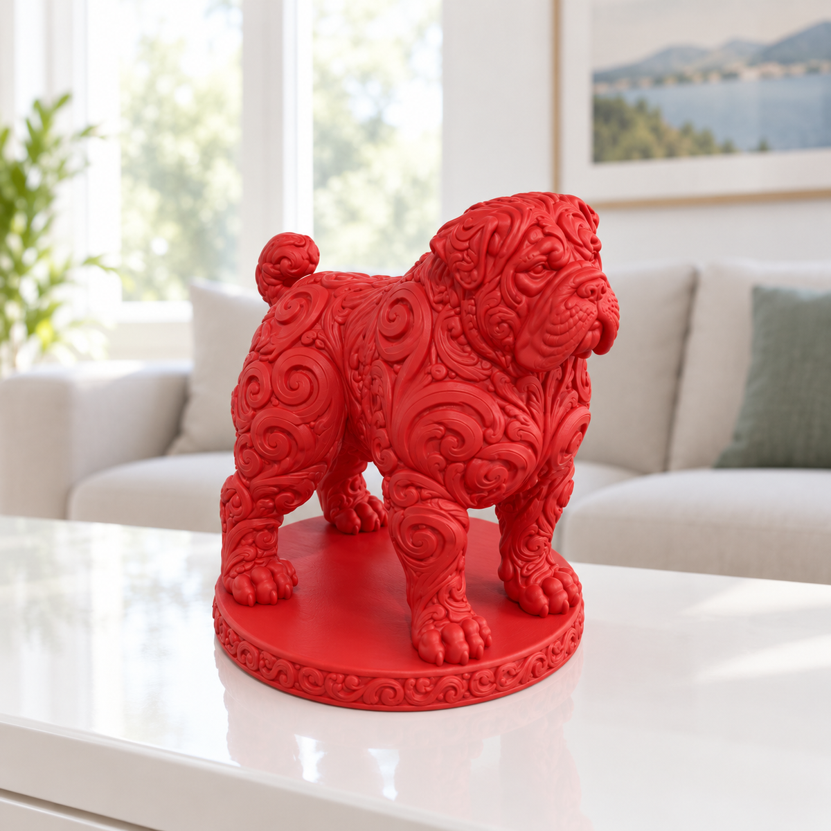 Tosa Inu Ornament - Rot gedruckt Wohnzimmer