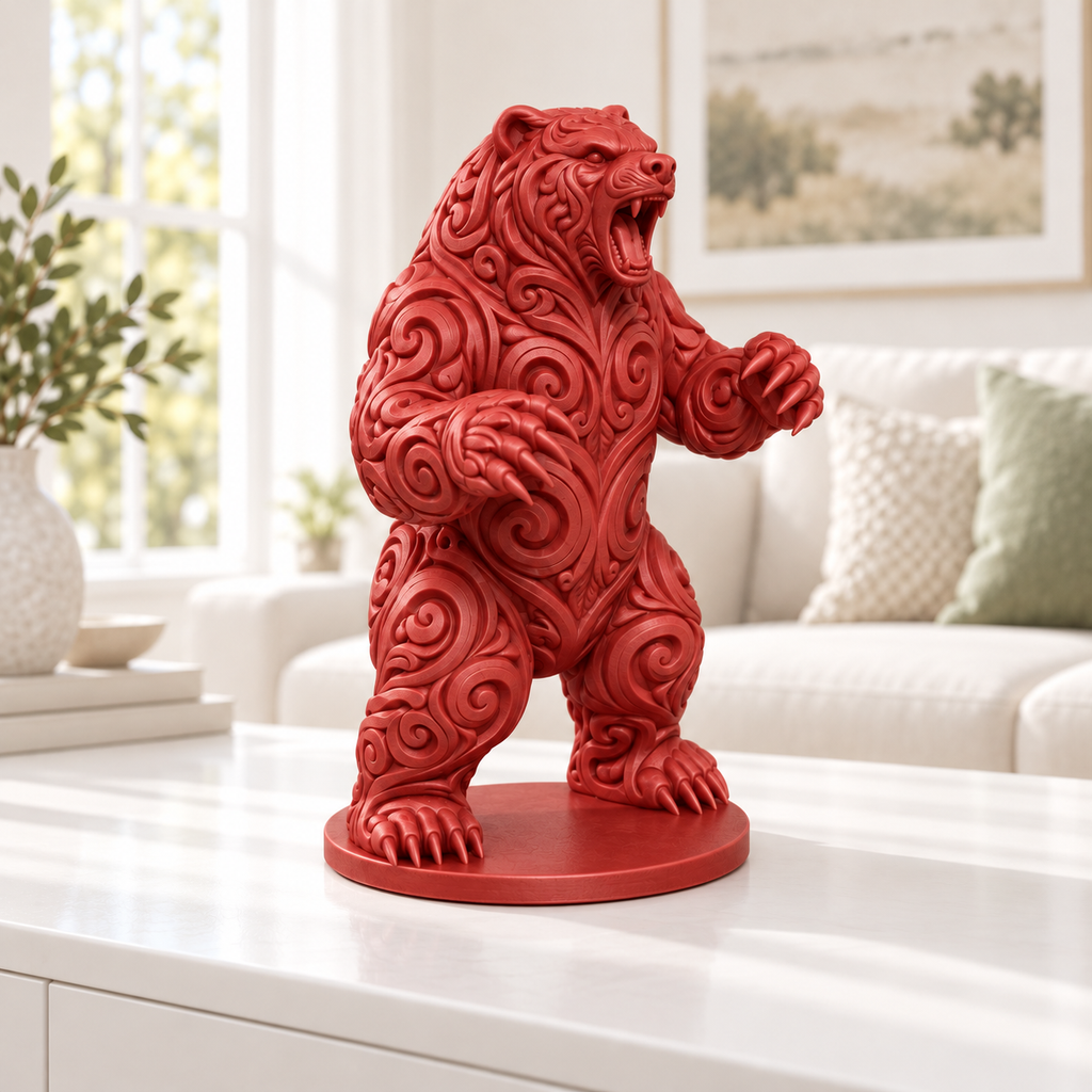 Grizzly Ornament - Rot gedruckt Wohnzimmer