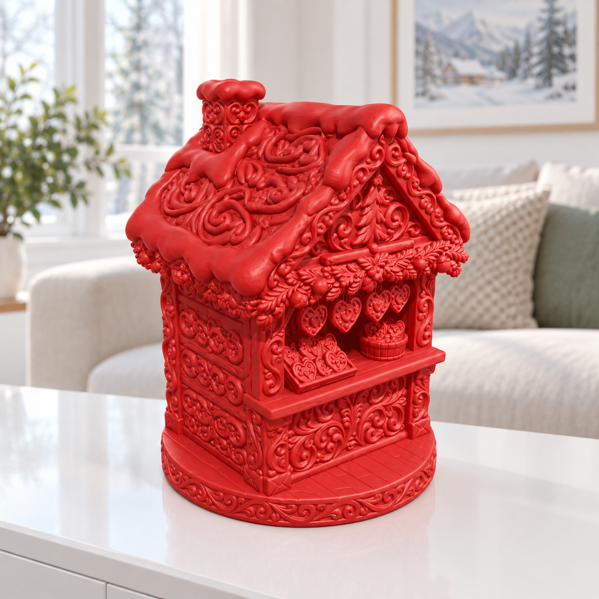 Weihnachtsmarkthütte Ornament - Rot gedruckt Wohnzimmer