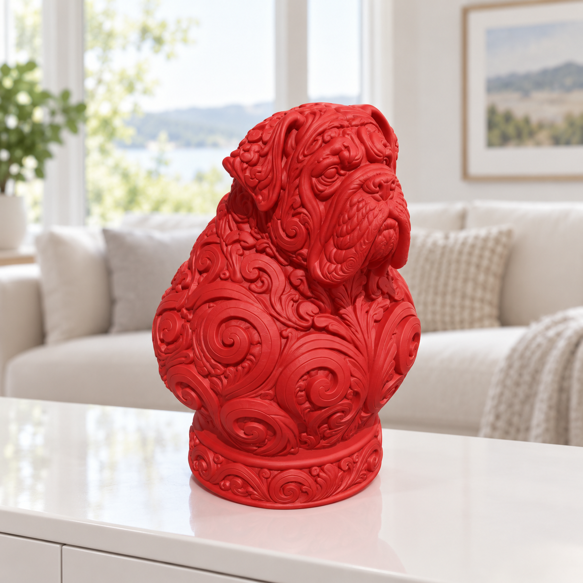 Mastiff-Büste Ornament - Rot gedruckt Wohnzimmer