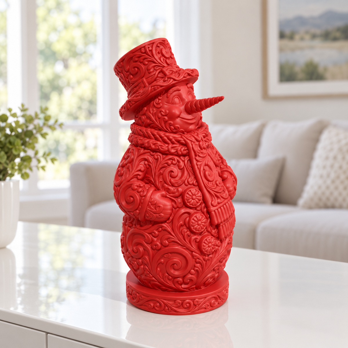 Schneemann Ornament - Rot gedruckt Wohnzimmer