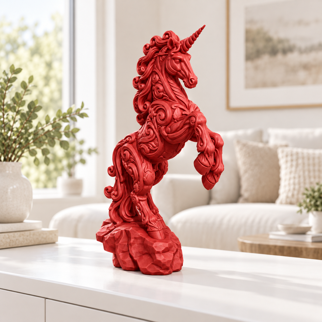 Steigendes Einhorn Ornament - Rot gedruckt Wohnzimmer