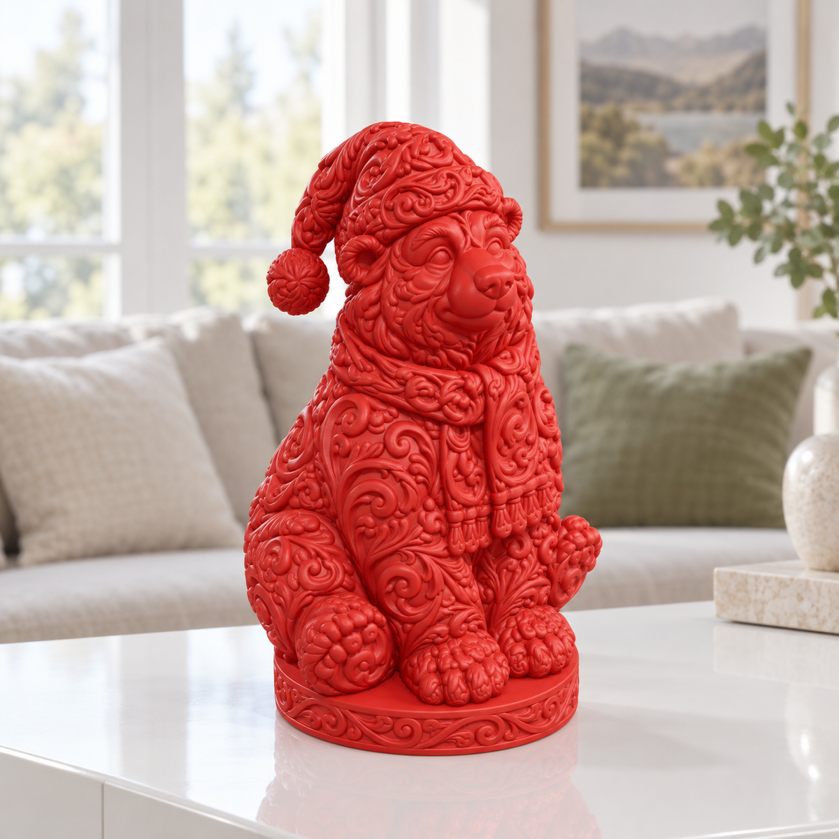 Eisbär mit Mütze Ornament - Rot gedruckt Wohnzimmer