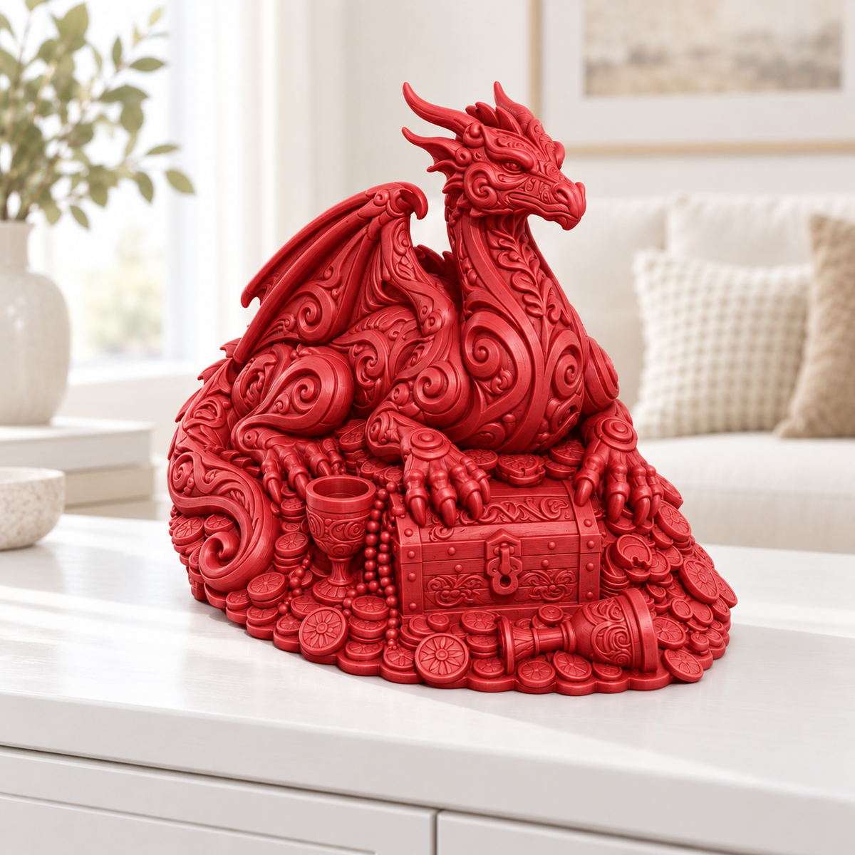 Schatzdrache Ornament - Rot gedruckt Wohnzimmer