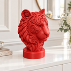 Tigerbüste Ornament - Rot gedruckt Wohnzimmer