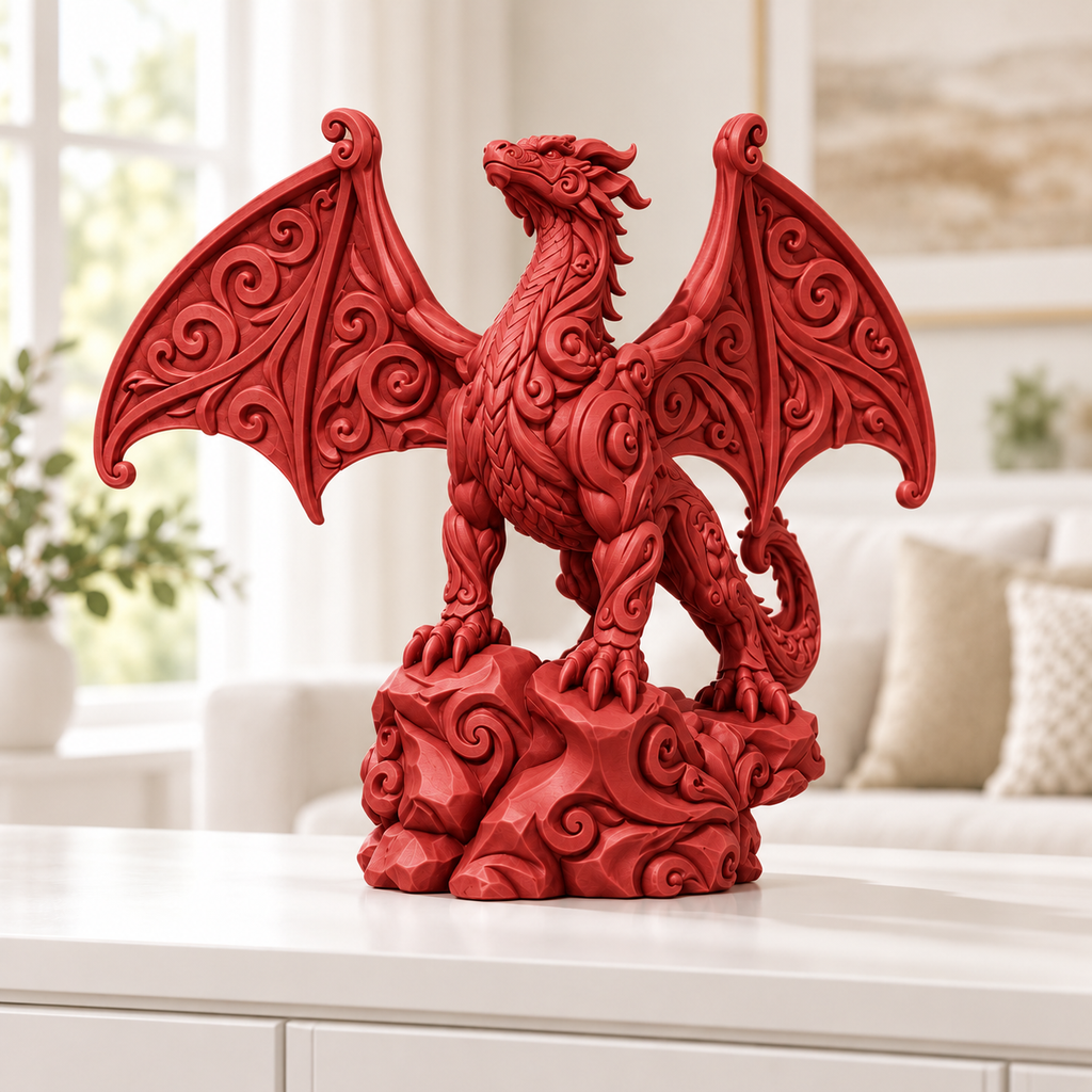 Flügeldrache Ornament - Rot gedruckt Wohnzimmer