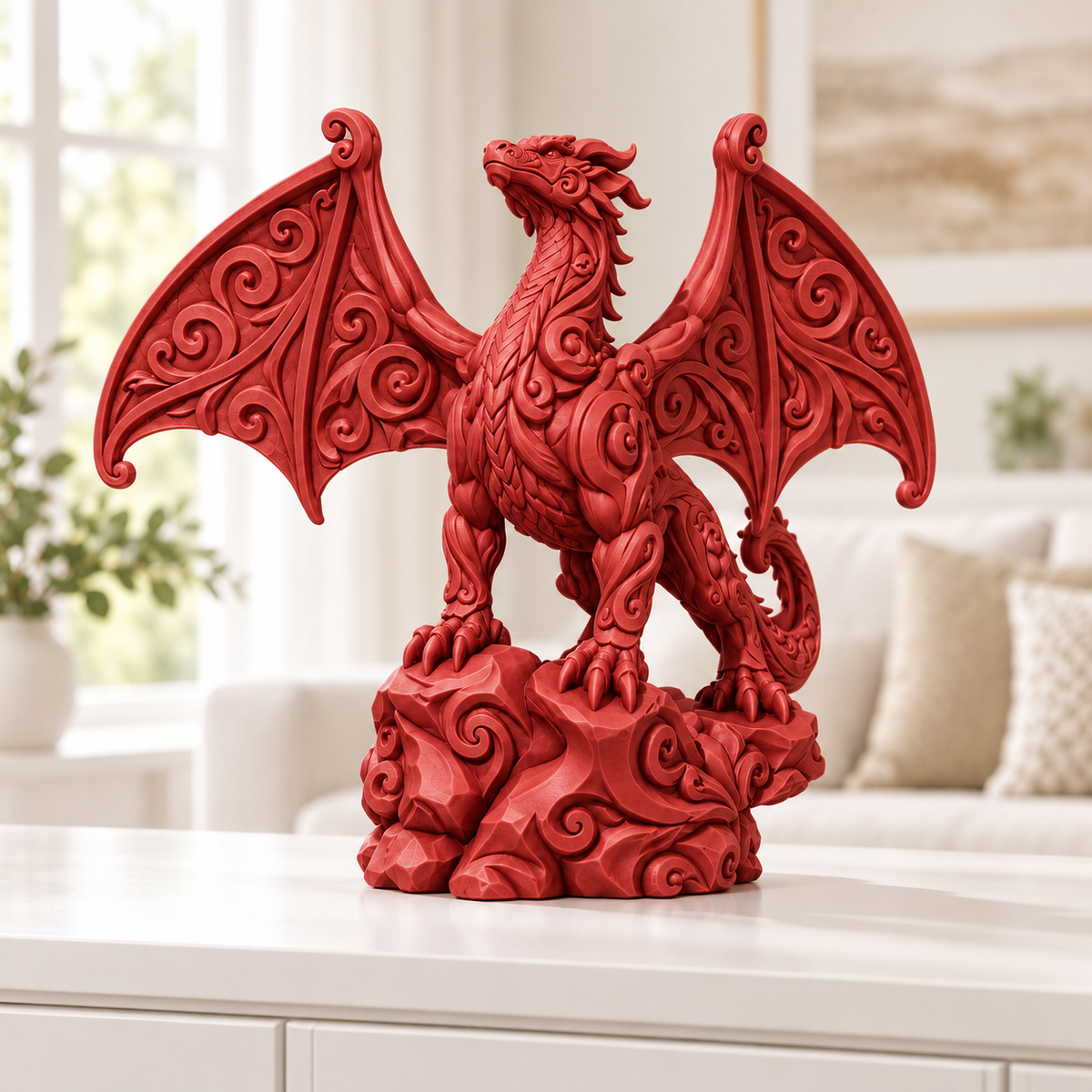 Flügeldrache Ornament - Rot gedruckt Wohnzimmer