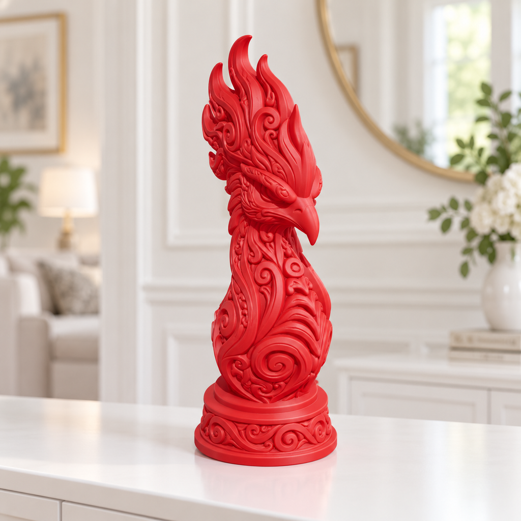 Phönixbüste Ornament - Rot gedruckt Wohnzimmer