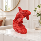Orca auf Welle Ornament - Rot gedruckt Wohnzimmer