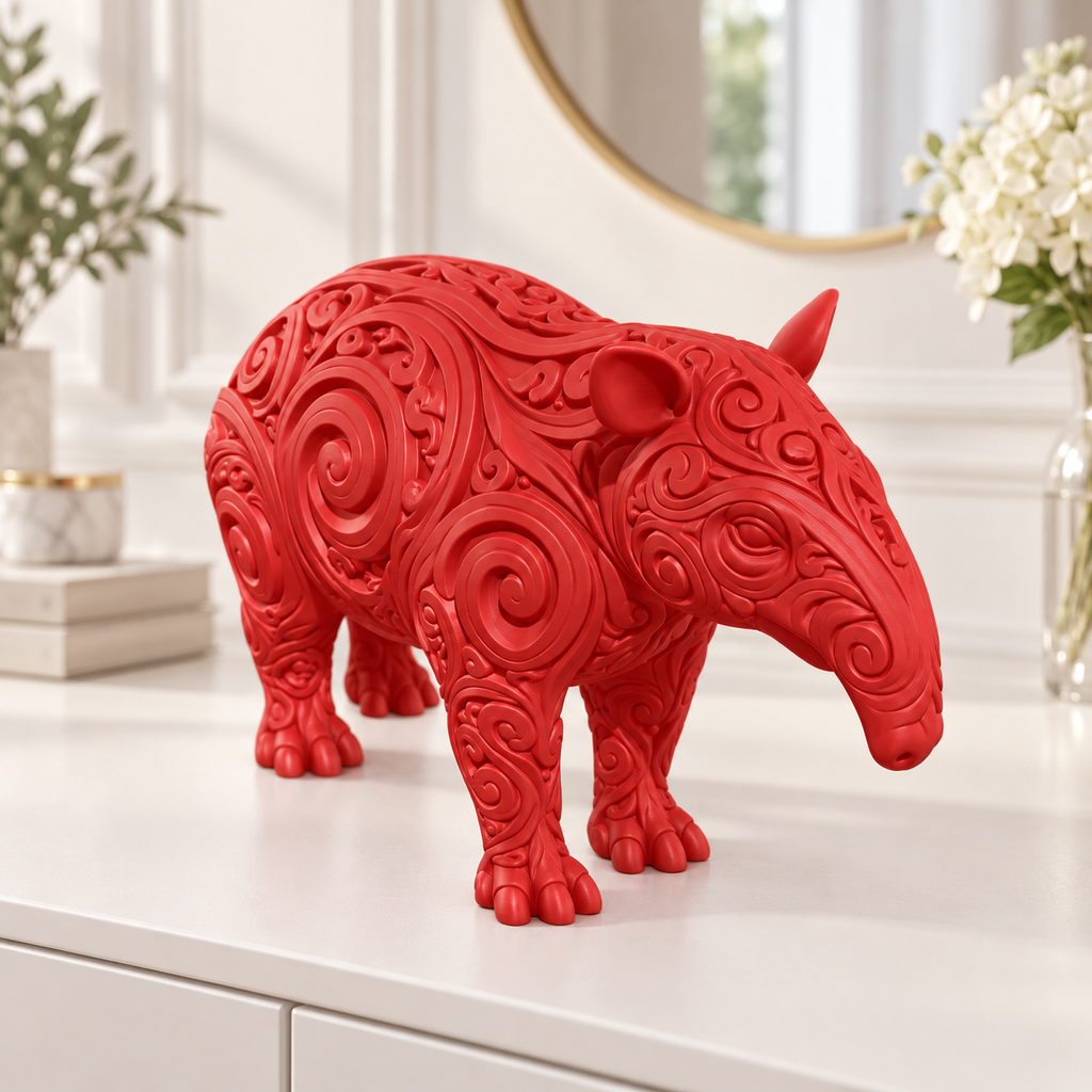 Tapir Ornament - Rot gedruckt Wohnzimmer