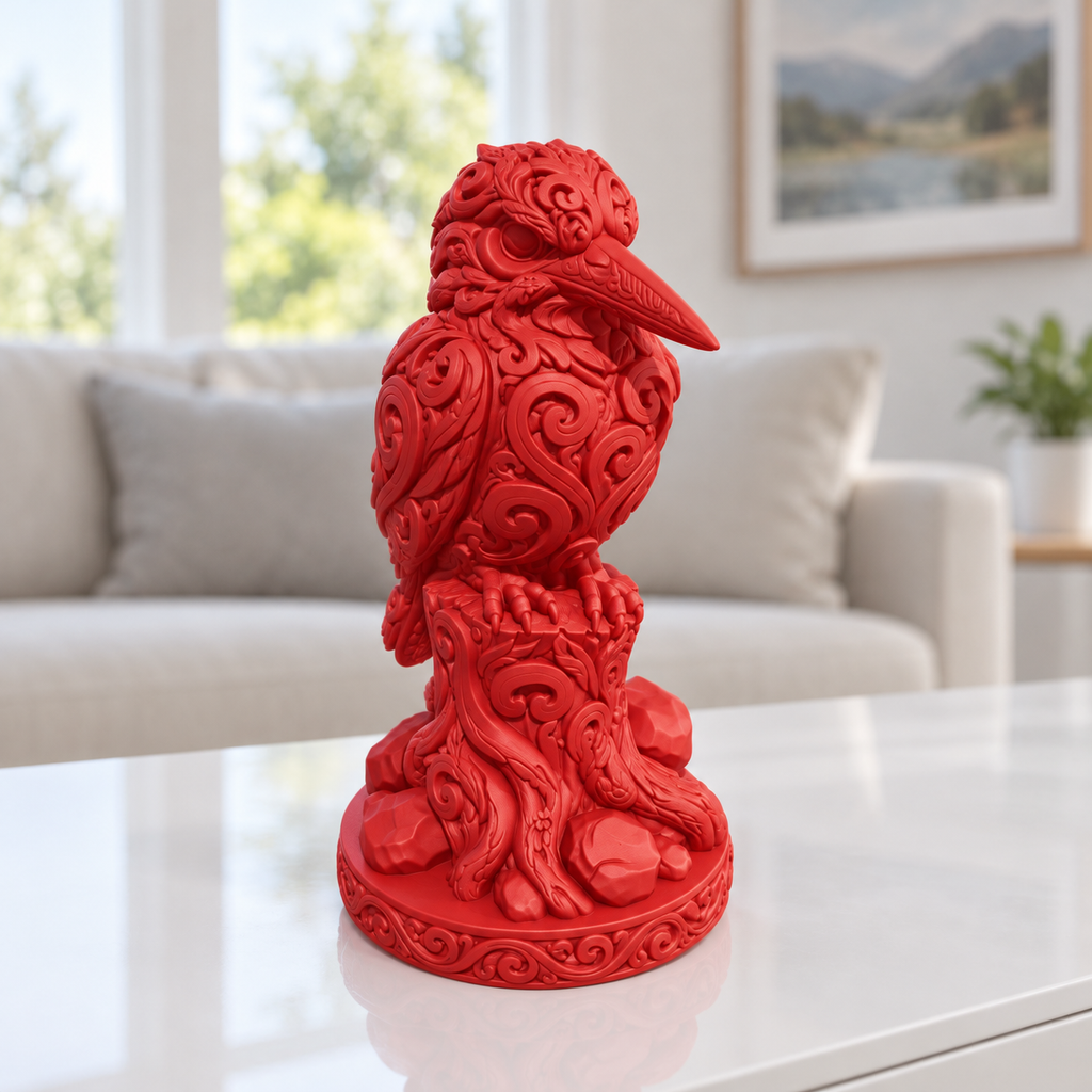 Eisvogel auf Stamm Ornament - Rot gedruckt Wohnzimmer